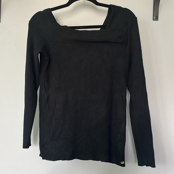 Donna Karan Boatneck Black Knit Lightweight Ribbed Sweater size M - Picture 6 of 13